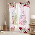 thumbnail image 3 of Gray Eleplant Curtains & Drapes Cute Eleplant Cartoon Woodland Animals Blackout Curtains,Pink Red Flowers Window Curtains,Floral Botanical Tree Branches Window Treatments, 3 of 6