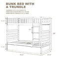thumbnail image 6 of CJC Twin Over Twin Bunk Beds, Wooden Bunk Bed Frame with Movable Trundle, Safety Rail and Ladder, Gray, 6 of 9