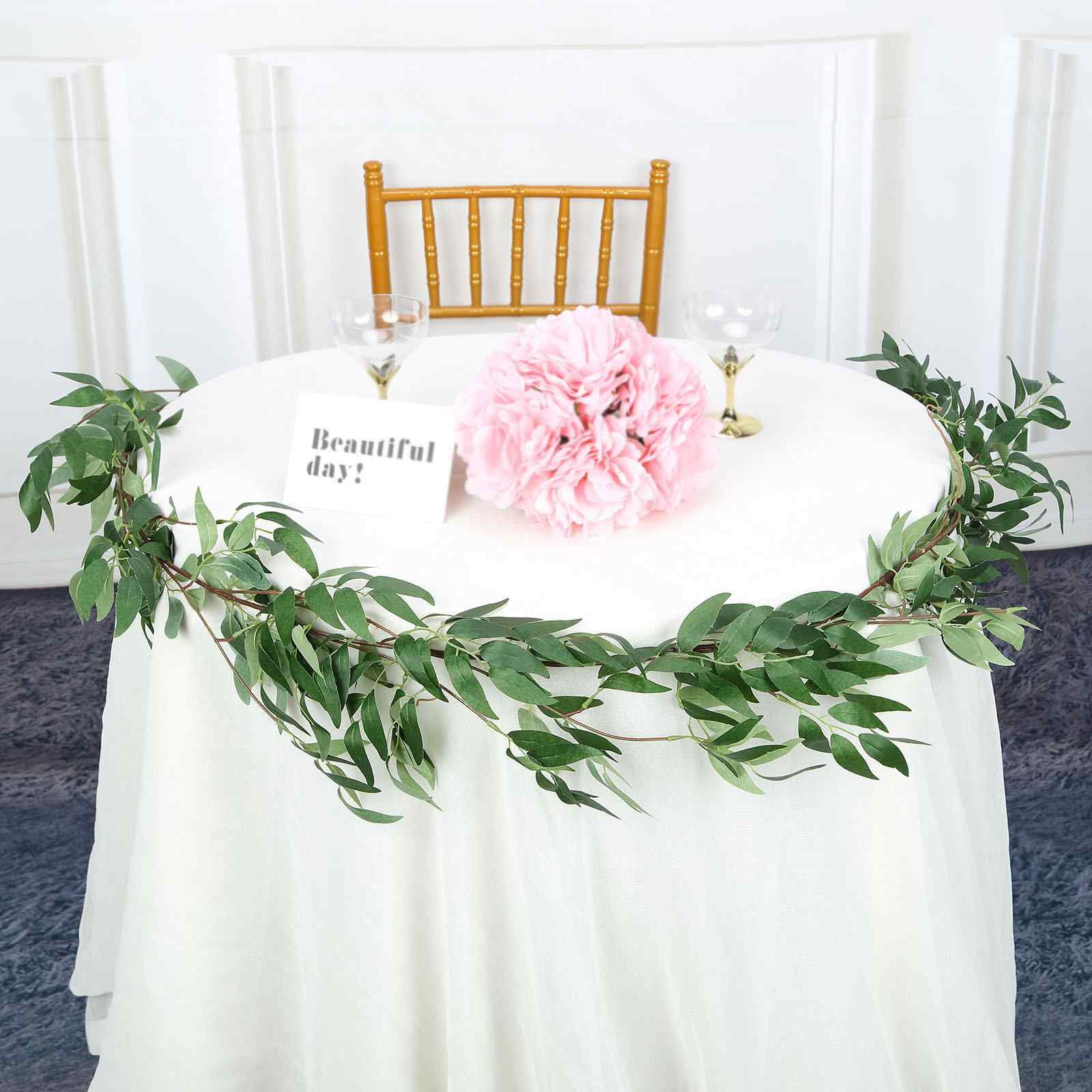 Efavormart 5 FT | Real Touch Willow Green Leaves Artificial Garland Vines For Wedding Events Decoration