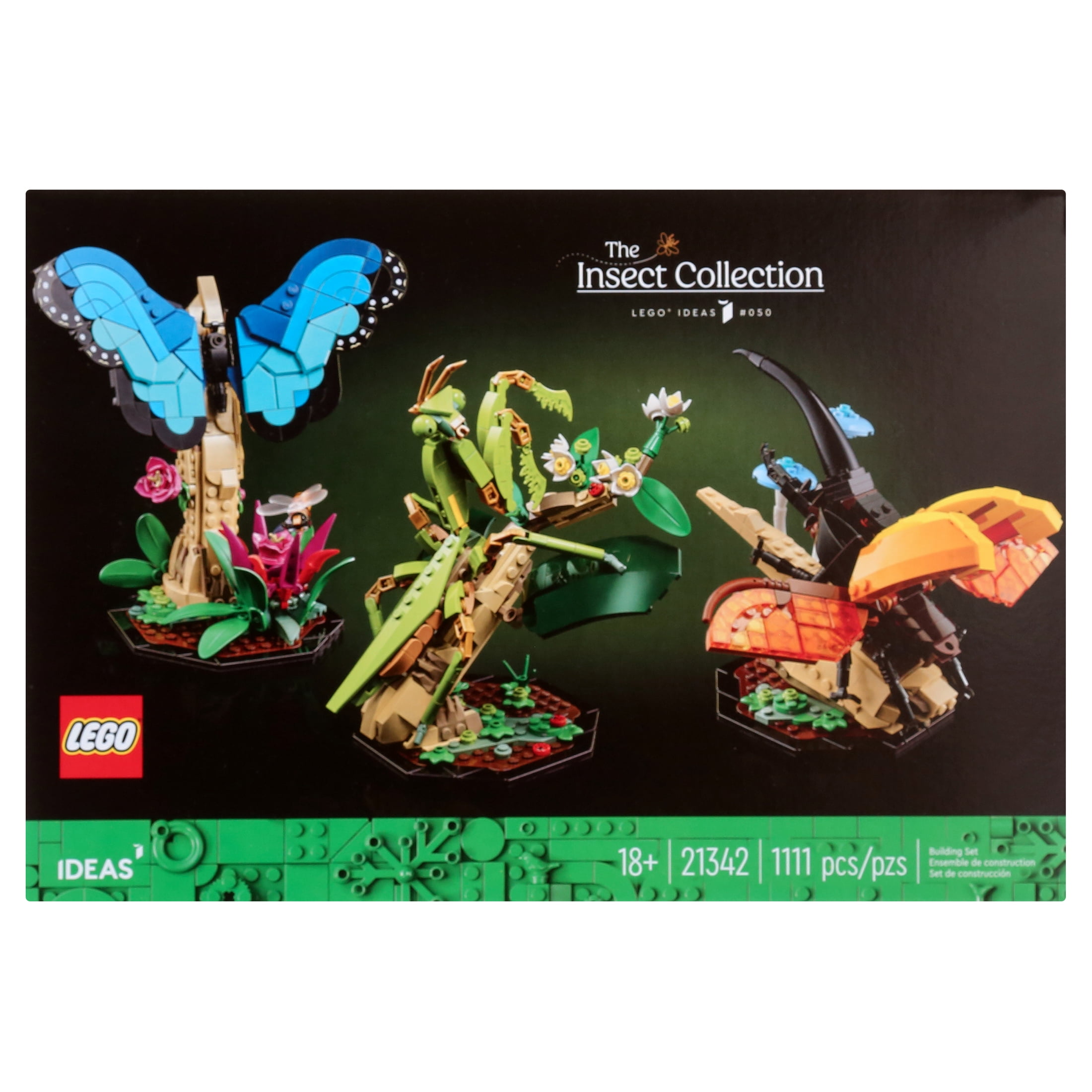 LEGO Ideas The Insect Collection Fun Gift for Nature Lovers with Life Size Blue Morpho Butterfly Hercules Beetle and Chinese Mantis Display Models