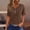 Brown-A, variant on Alllist Womens Tops Under $10 White Notch Neck Elbow-Length Button Graphic T-Shirts Womens T Shirts