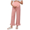 thumbnail image 5 of Solid Color Pregnancy Maternity Women Flared Wide Leg Casual Pants, 5 of 6