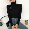 thumbnail image 3 of Women Seamless Long Sleeve Mock Neck Top Autumn Sweaters Tops, 3 of 3