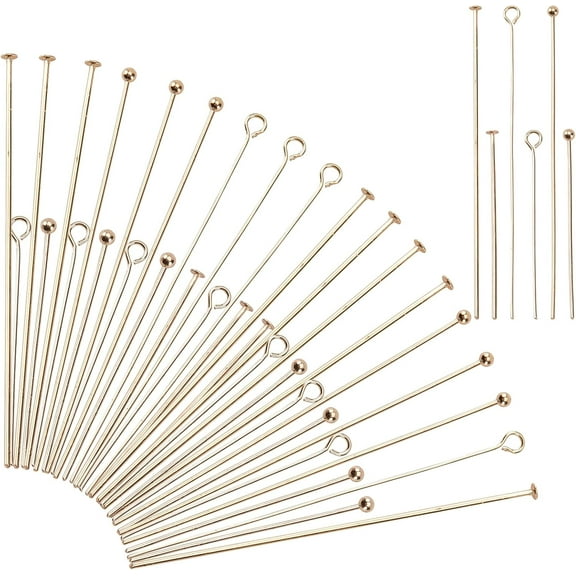 120pcs Jewelry Making Pin Kit 6 style 1 2 Inch Real 18K golden Plated Brass Eye Pins Flat Head Pins Ball Head Pins for Necklace Bracelets Earring Dangle Charm Findings Making 20 25 Gauge
