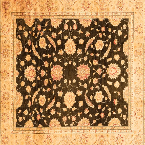 Ahgly Company Indoor Square Oriental Orange Traditional Area Rugs, 7' Square