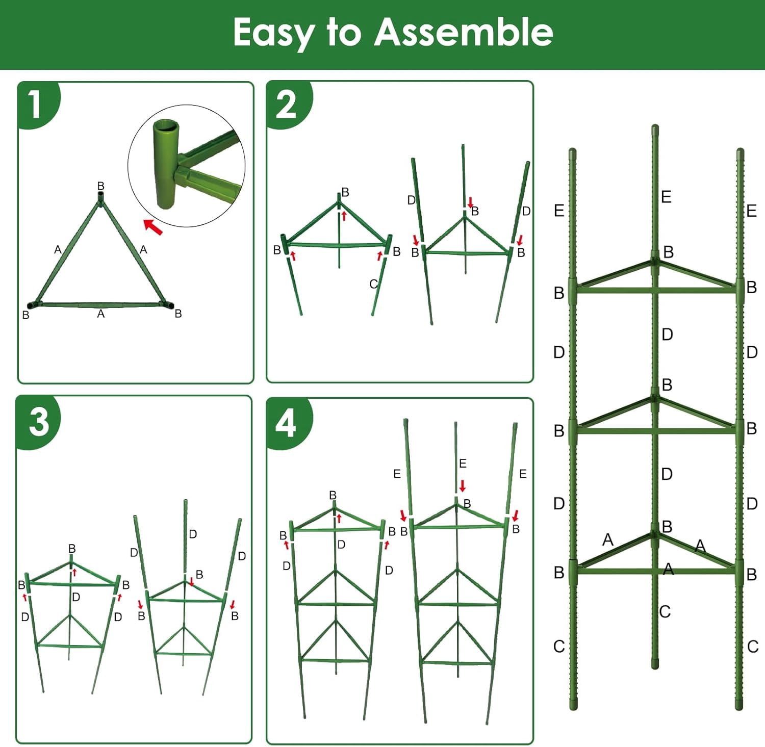 Tomato Cage - 3 Pack Tomato Cages for Garden, Up to 51.2" Tall Tomato Trellis Plant Support Garden Stakes, Adjustable Vegetables Structures for Pots, Raised Garden Bed, Climbing Plants Outdoor