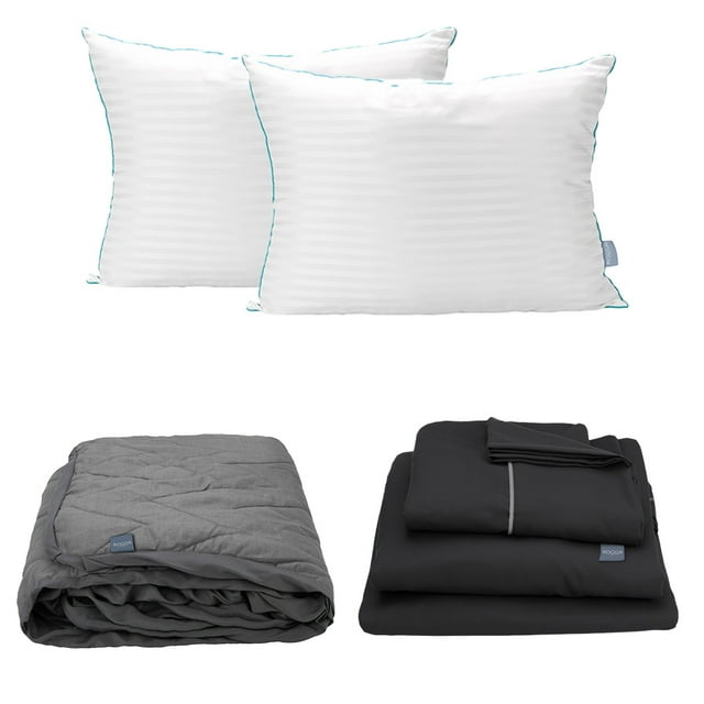Juego de Sábanas King Size Royal Negro + Protector Lux + Almohadas Royal Twin