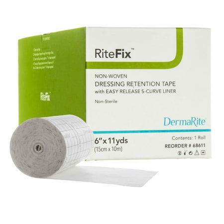 RiteFix White Water Resistant Dressing Retention Tape with Liner NonSterile 6 Inch X 11 Yard 1 per Box 68611