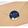 thumbnail image 2 of Darling Souvenir Round 45 Pcs Peony Floral Thank You Stickers Personalized Bride Groom Names And Date Envelope Seals-Navy Blue, 2 of 3