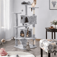 thumbnail image 3 of Yaheetech 53.9''H Cat Tree Condo with Scratching Post Tower, Light Gray, 3 of 12