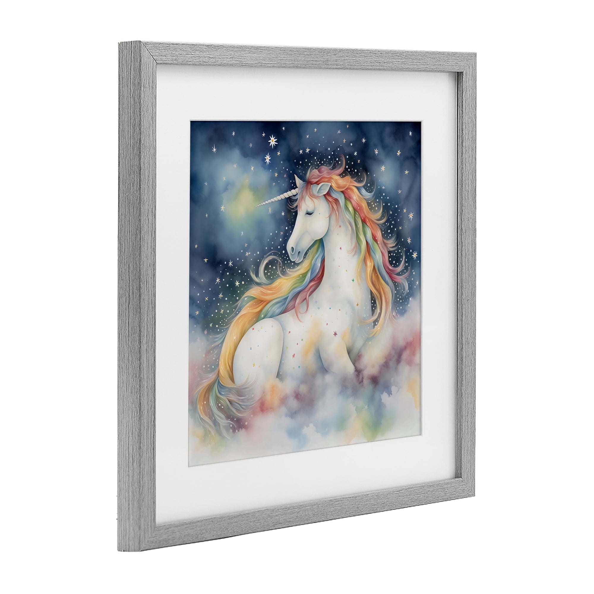 Stupell Industries Unicorn Floating on the Clouds Gray Framed Print Under Glass, design by Creative Studio