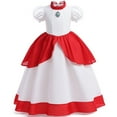 thumbnail image 1 of KAWELL Princess Peach Costume pour Filles, Super Frères Enfants Princess Peach Robe Halloween Cosplay Déguisement, 1 of 4