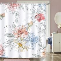 Watercolor Pink Floral Shower Curtain 72 x 72 Inch Modern Abstract Flowers Decorative Bath Curtain Polyester Fabric Waterproof Bathroom Curtain with 12 Hooks