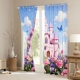 thumbnail image 3 of Homewish Pink Purple Flower Curtains Pack of 2 (42x84 Each),Fairy Tale Castle Curtains Blackout,Chic Butterfly Bedroom Curtains For Girls Teens,Microfiber Bedroom Decor, 3 of 6