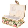thumbnail image 2 of Household Fabric Craft Handmade Sewing Basket Thread Needle Storage Box Organizer Sewing Kit Storage Box with Removable Tray(Garden rose), 2 of 5