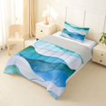 thumbnail image 3 of jejeloiu Teal Watercolor Wave Pattern Twin Comforter Sets Kids,Abstract Geometric Pattern Bedding Set,Reversible,2 Pieces, 3 of 8