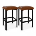 thumbnail image 1 of Modern Backless Counter Height Bar Stools Set of 2 – 24" PU Leather Upholstered Seat, Heavy Duty Metal Frame, Easy Assembly, Ideal for Kitchen Island, Dining, Home Bar - Brown, 2PC Pack, 1 of 6