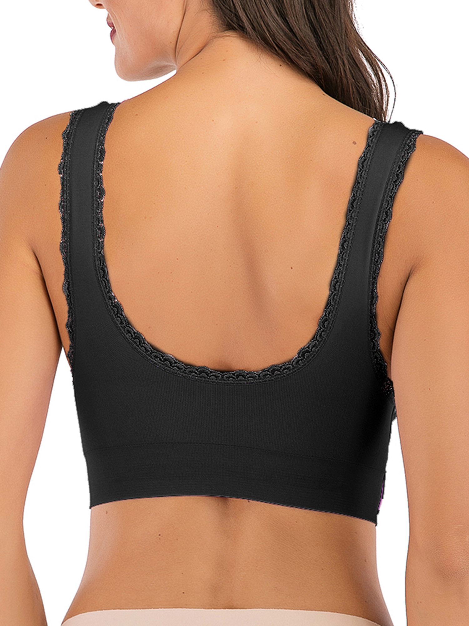 FUTATA Sports Bras For Women Padded Lace Front Buckle Lace Post Op Bras Seamless Yoga Bras Activewear Tops For Running Workout Gym,1/3 Pack - image 5 of 6