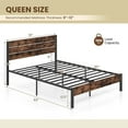 thumbnail image 3 of Costway Queen Bed Frame with Tall Industrial Headboard Heavy-Duty Metal Slats Support Brown, 3 of 10