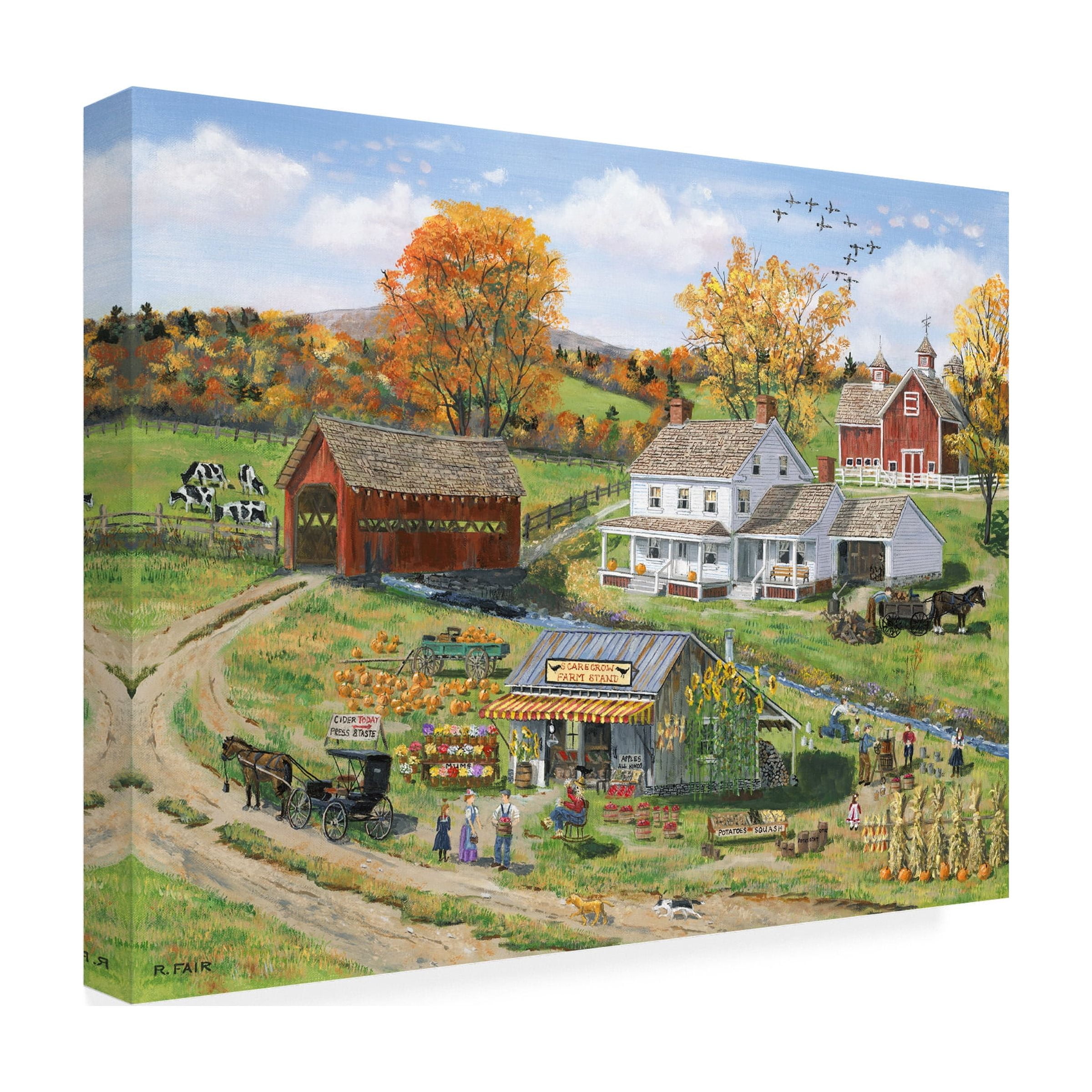 Trademark Fine Art 'Scarecrow Farm Stand' Canvas Art by Bob Fair