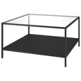 thumbnail image 3 of 32" Black Glass Square Coffee Table With Shelf, 3 of 3