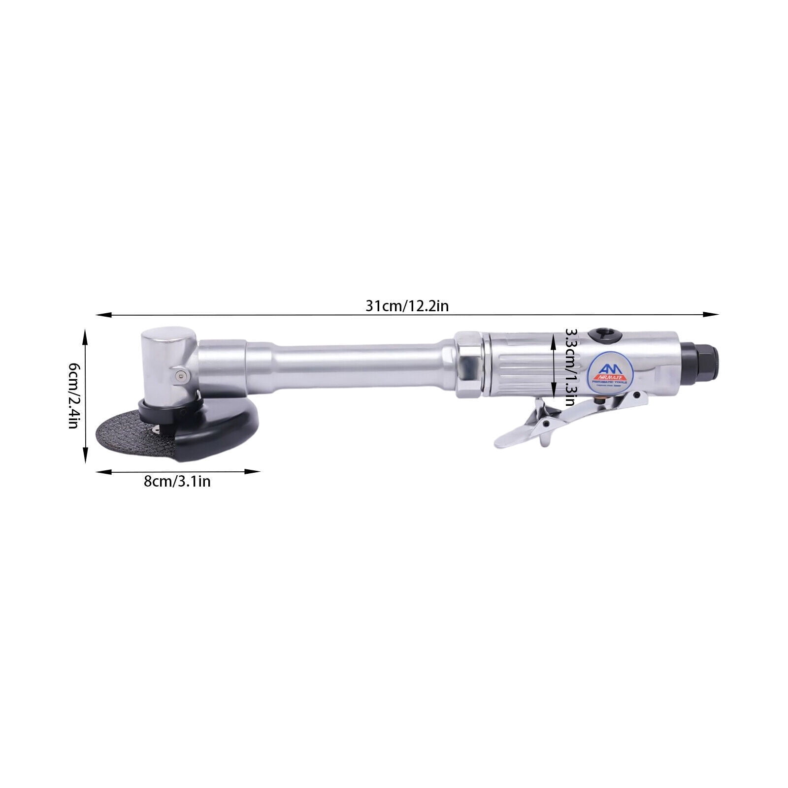 1/4" Long Handle Air Angle Grinder, Air Pneumatic Angle Die Grinder Polisher for Metal Cutting