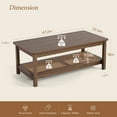 thumbnail image 6 of Foreate 47.2" Boho Coffee Table with Solid Wood Legs, Rattan Coffee Center Table with PE Rattan Storage Shelf, Mid Century Modern Rectangle Center Table for Living Room, Walnut, 6 of 7