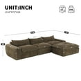 thumbnail image 2 of 116" Oversized Modular Sectional Sofa, Chenille Cloud Couch with Movable Ottoman, 4 Seat L-Shaped Sofa with Double Layer Support, No Assembly Required, Brown, 2 of 8