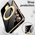 thumbnail image 5 of Black Magnetic Case for Galaxy S24 [Compatible with MagSafe] with Ring Stand [Built-in Camera Lens Protector] Glitter Electroplated Slim Protective Cover, Samsung Galaxy S24 Case, 5 of 6
