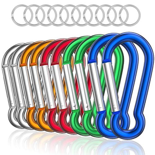 sprookber 3 Aluminum Carabiner D Ring Spring Snap Hook for Keychain Clip, Set of 10 Caribeener Clips sprookber 3 Aluminum Carabiner D Ring Spring Snap Hook for Keychain Clip, Set of 10 Caribeener Clips