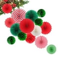 thumbnail image 4 of COSMOBETTY 15Pcs Christmas Paper Fan and Honeycomb Ball Set Red White Green Assorted Supplies, 4 of 8