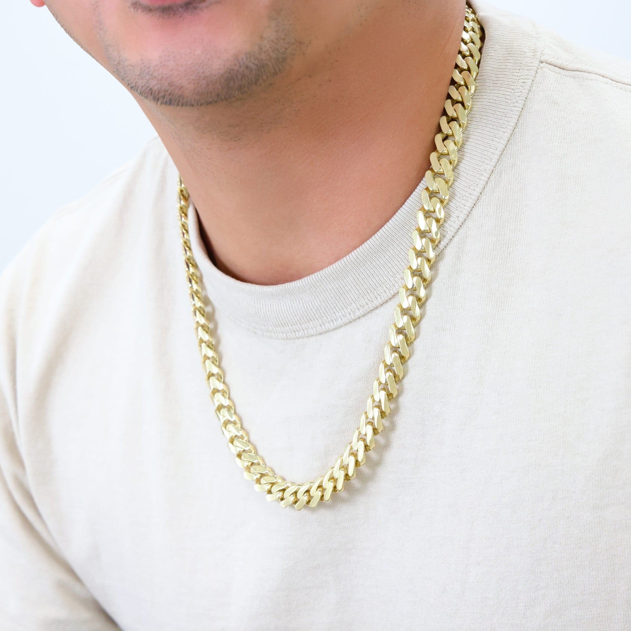 Nuragold 10k Real Yellow Gold Royal Monaco 11mm Miami Cuban Link Necklace (16"-30") Italian Jewelry for Men & Women