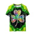thumbnail image 7 of Ounisa Funny World Women's Holiday Bows Four Leaf Clover Graphic Short Sleeve Novelty Party Costume Top, 7 of 7