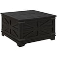 thumbnail image 1 of HOMCOM Table Basse Style Ferme, Table Centrale Carrée avec Couvercles à Rabat, Compartiment de Rangement Caché, Noir, 1 of 7