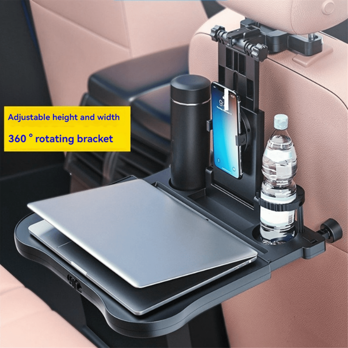 Car Back Seat Tray Desktop is Stable, for Rear Passengers to Eat and Work, Adjustable Travel Tray