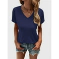thumbnail image 5 of Women's T Shirts V Neck Casual Short Sleeve Summer Basic Tops Tees, 5 of 5