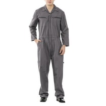 Toptie Men's Twill Action Back Coveralls Zipper Coverall Regular-Gray-XL Regular