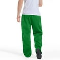 thumbnail image 7 of Mens Big & Tall Open Bottom Sweatpants - Fleece, Drawstring Elastic Waist, Athletic Pants with Pockets Green L, 7 of 7