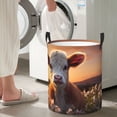 thumbnail image 6 of KLL Sunset Calf Flower Field Waterproof Foldable Laundry Hamper Bucket with Handles for Storage Bin,Kids Room,Home Organizer (Medium ), 6 of 7