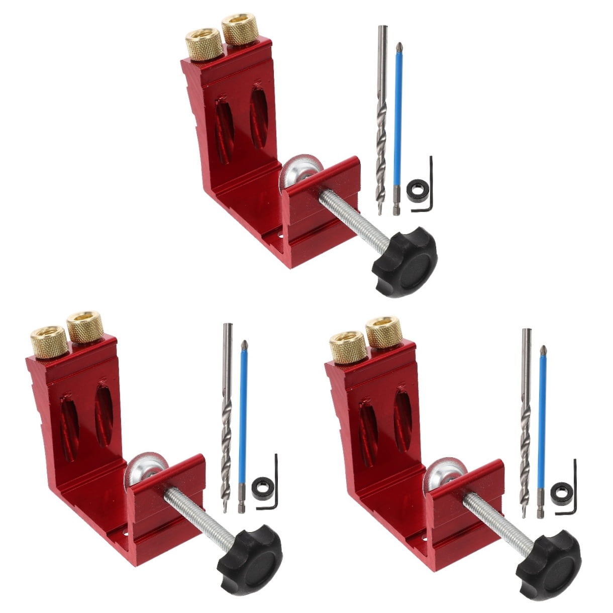 GOOHOCHY 3 Sets Drill Jig Pocket Hole Jig Slanted Hole Opener 9X9CM Red
