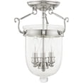 thumbnail image 3 of 3 Light Polished Nickel Ceiling Light fixture with Clear Glass Shade, 3 of 5