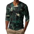 thumbnail image 2 of Men's V-Neck Camouflage Print Long Sleeve T-Shirt Casual Military Style Fashion Top Loose Fit Comfortable Outdoor Shirt,Black,L, 2 of 6
