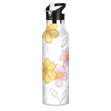 

Kids Insulated Stainless Steel Sports Water Bottle 600ml (20oz) BPA-Free Pastel-colored Flower