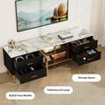 thumbnail image 5 of 65 Inch TV Stand with LED Lights, Modern Entertainment Center with 4 Drawers & Shelves & Glass Doors, TV Console Table for 55/65/75 Inch TV, Large Low Profile TV Stands for Living Room, 5 of 7