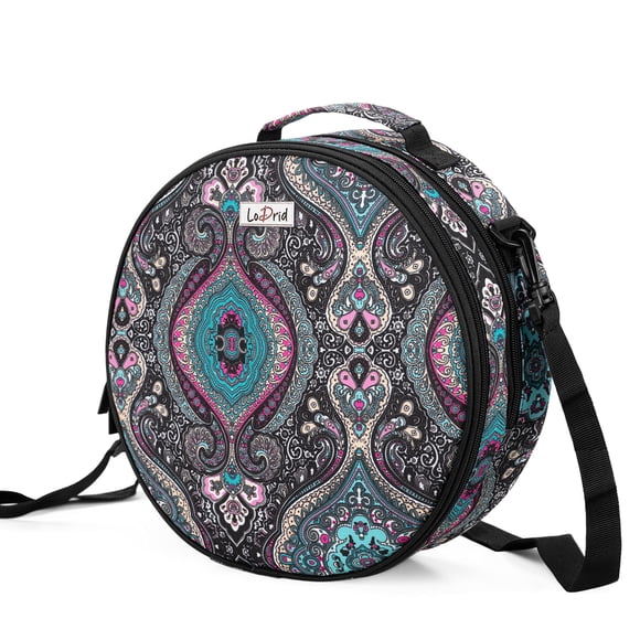 Bolsa bordada LoDrid redonda de doble capa con tótem de asa