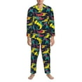 thumbnail image 3 of Hirioo Colorful Sharks for Men's Pajama Sets 2 Piece Pjs Men's Long-Sleeved Pajama Set Button Down Sleepwear,S-XXL-Medium, 3 of 7