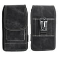 thumbnail image 2 of For Samsung Galaxy A35 5G Universal Vertical Denim Fabric Case Holster with 2 Card Slots, Pen Holder, Belt Clip Loop & Hook Carrying Large Phone Pouch - Black Denim, 2 of 9
