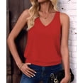thumbnail image 4 of Womens Tank Casual V Neck Summer Spring Beach Vacation Tank Loose Fit Cute Fashion Sleeveless Tops Coral Color XXL, 4 of 7