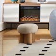 thumbnail image 6 of 16.5" Mushroom Stool - Greige Plush Cushion with Walnut Finish, Multi-Functional Ottoman, 6 of 13