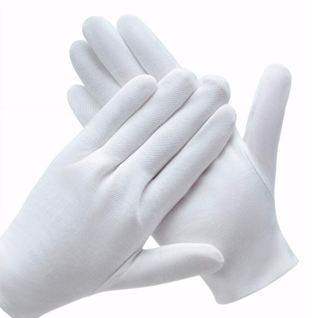 Guantes de algodón COYAHO blancos, 12 pares, para inspección de servicio